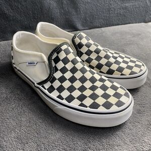 Vans Classic Checker Checkerboard Slip On Sneaker Black White Women’s 8.5 US